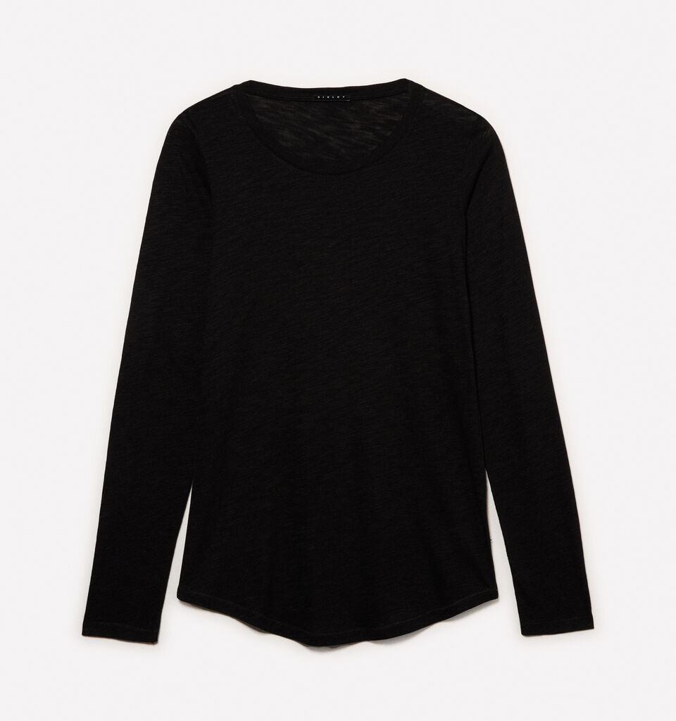 T-shirt nera a maniche lunghe - t-shirt a manica lunga da donna - Nero | Sisley image number 5